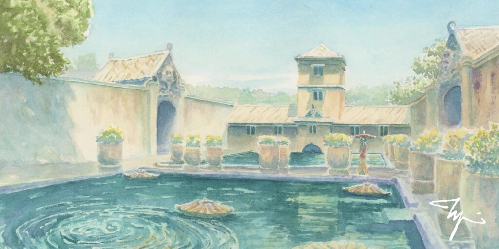 Taman Sari Yogyakarta Watercolor Painting