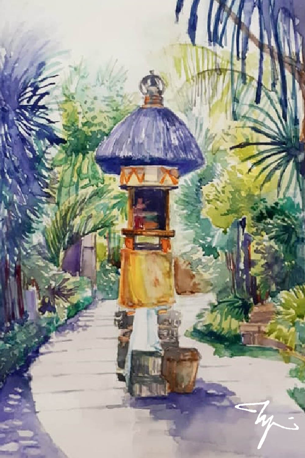 Watercolor Painting of Tandjung Sari Bali