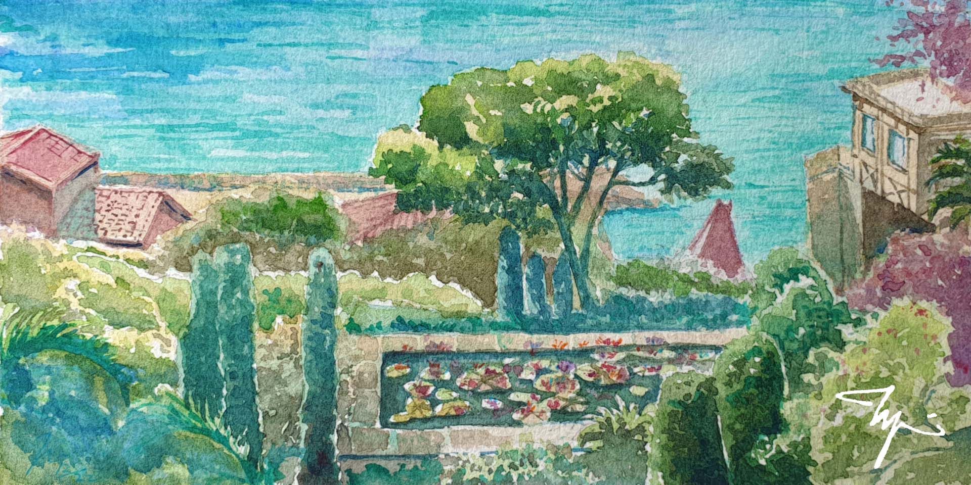 Villa Santa France Watercolor Painting