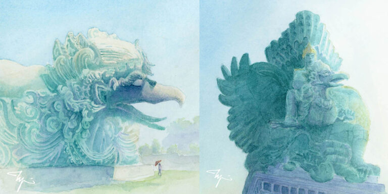 Watercolor Garuda Wisnu Kencana Bali
