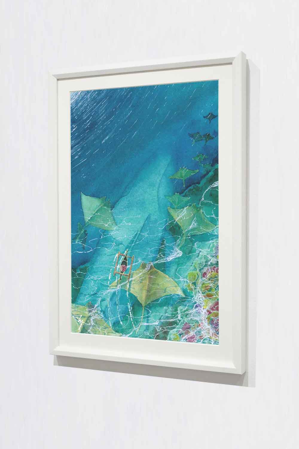 Tale From Manta Bay, Nusa Penida Bali, Watercolor Fine Art Print