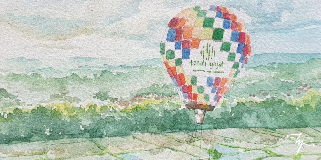 Watercolor Painting of Tanah Gajah Resort, Ubud Bali