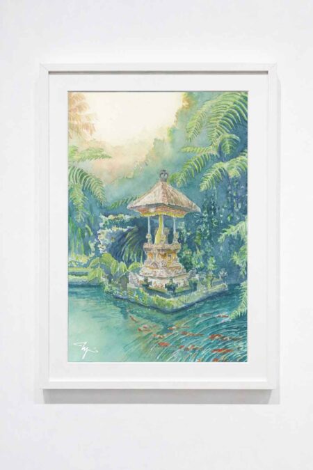 Pura Gunung Kawi Sebatu, Bali, Watercolor Artwork