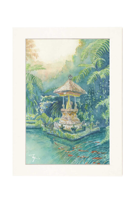 Pura Gunung Kawi Sebatu, Bali, Watercolor Artwork