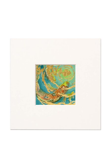 Koi and Moon, Watercolor Artwork