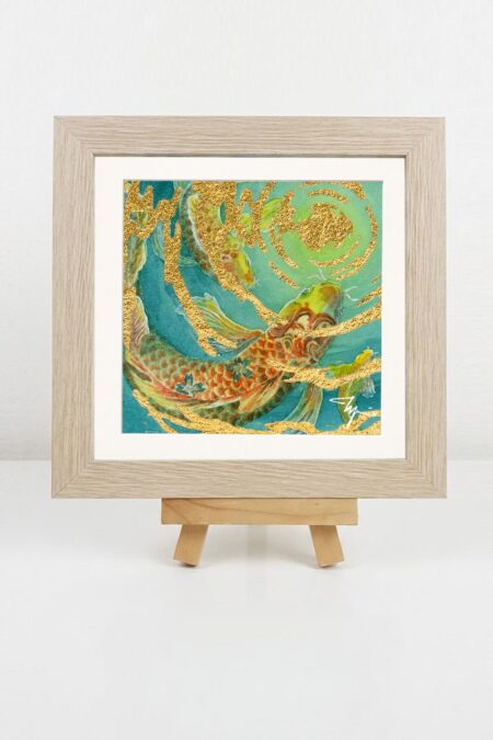 Koi and Moon, Watercolor Artwork