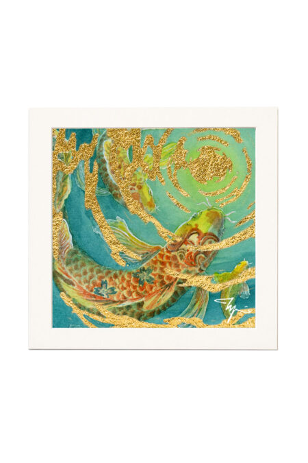 Koi and Moon, Watercolor Artwork