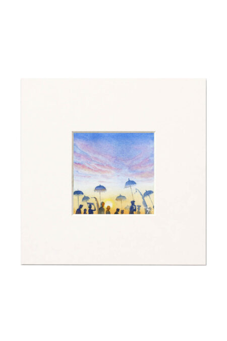 Melasti Ceremony, Bali, Watercolor Artwork