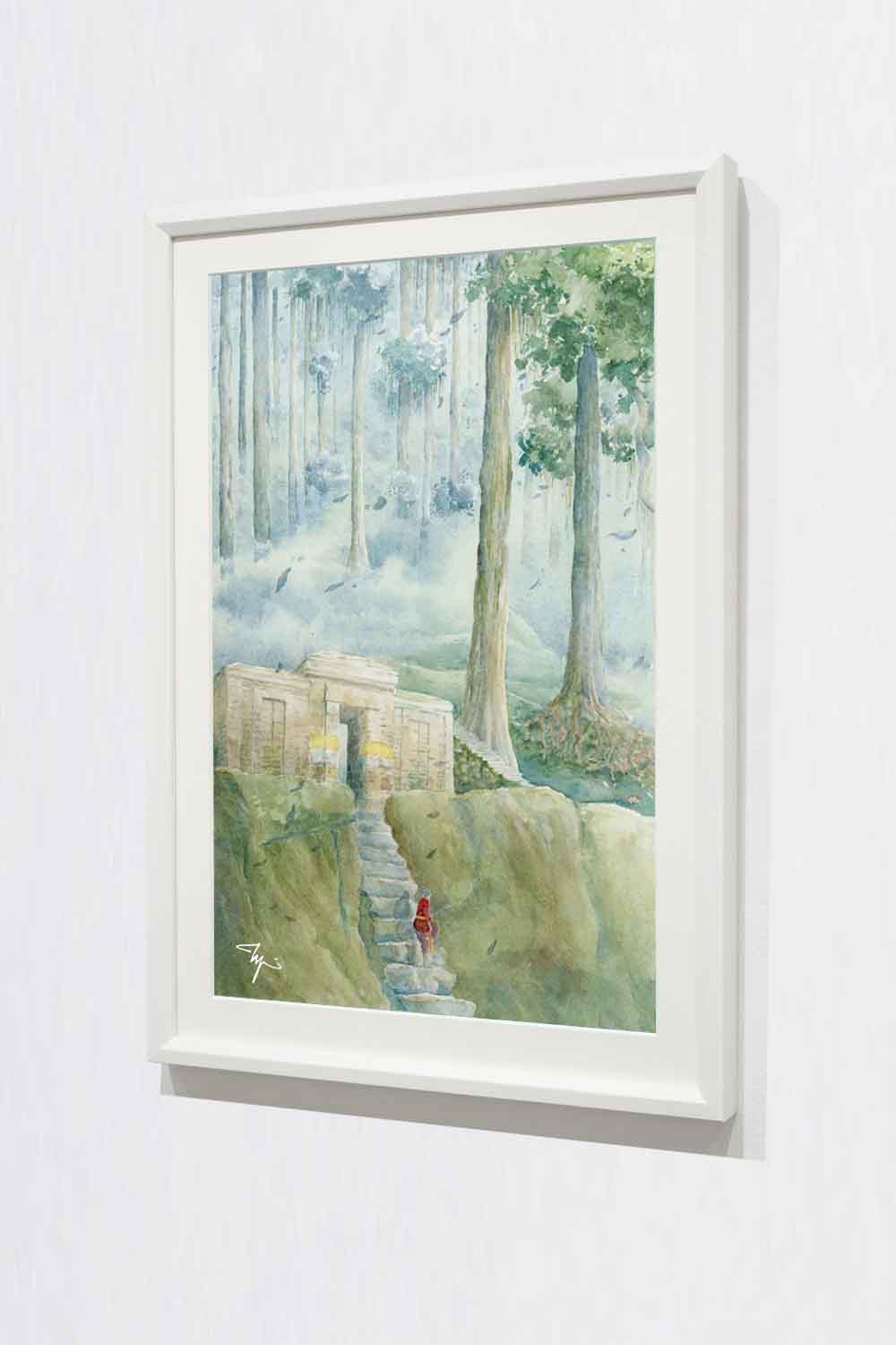 Stories of Silence, Goa Garba, Bali, Watercolor Artwork