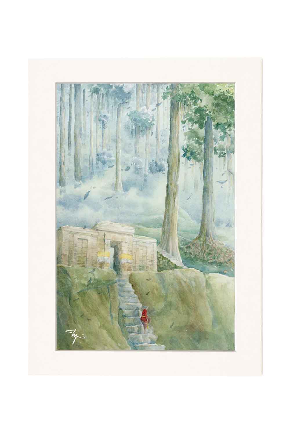 Stories of Silence, Goa Garba, Bali, Watercolor Artwork